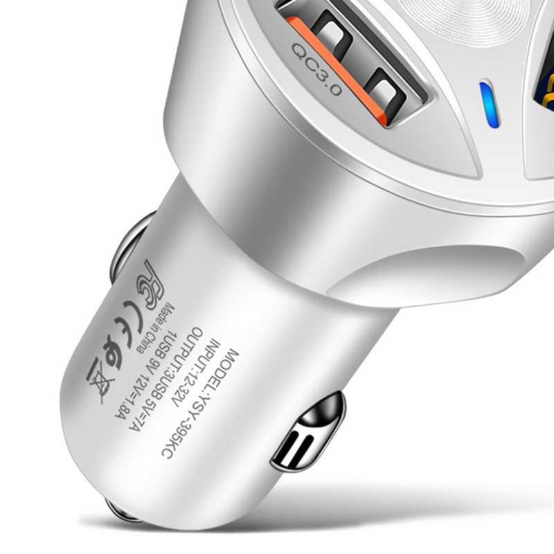 Autós töltő USB gyorstöltő QC3.0 portok autós szivargyújtó adapter iPhone-hoz Samsung Huawei Xiaomi QC autós telefon töltés