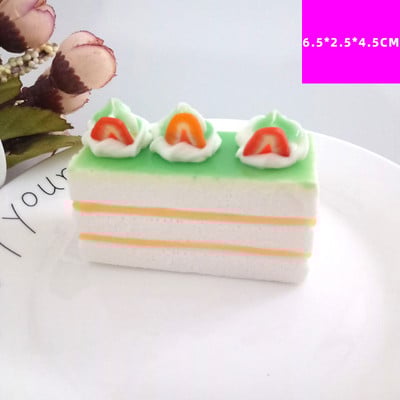 1 τμχ Προσομοίωση ορθογώνιο κέικ φρούτων pu craft ψεύτικα επιδόρπια για διακοσμήσεις βιτρίνας τούρτας διακόσμηση οικογενειακού πάρτι
