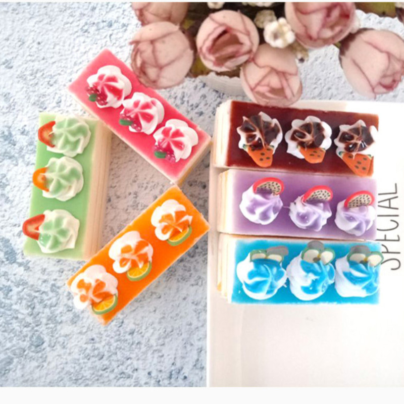 1 τμχ Προσομοίωση ορθογώνιο κέικ φρούτων pu craft ψεύτικα επιδόρπια για διακοσμήσεις βιτρίνας τούρτας διακόσμηση οικογενειακού πάρτι