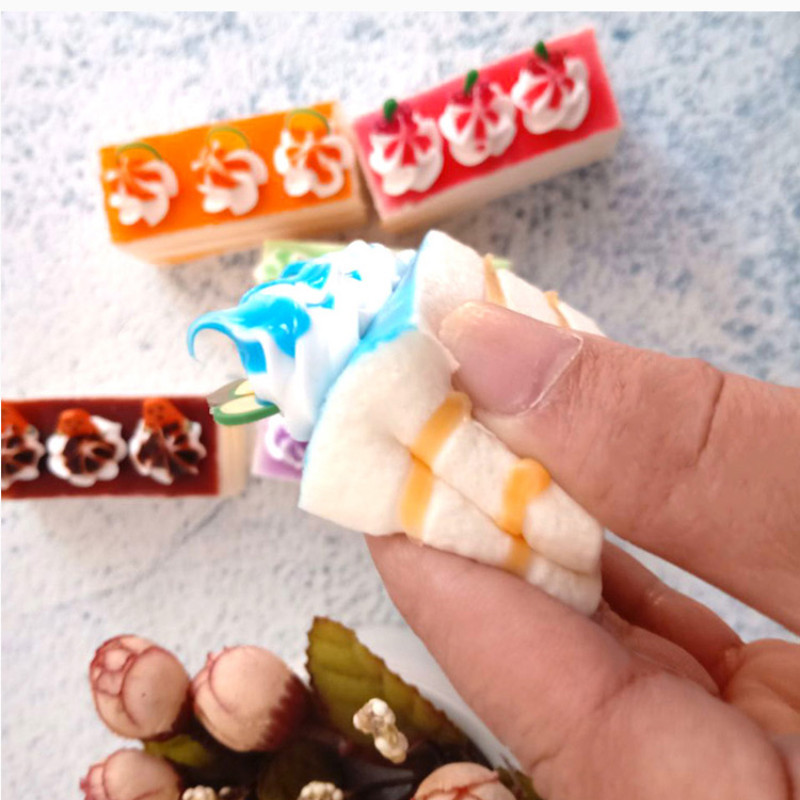 1 τμχ Προσομοίωση ορθογώνιο κέικ φρούτων pu craft ψεύτικα επιδόρπια για διακοσμήσεις βιτρίνας τούρτας διακόσμηση οικογενειακού πάρτι