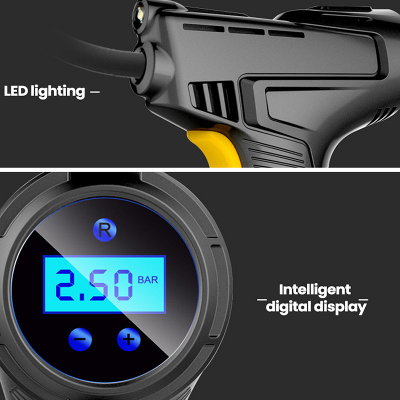 Autós légkompresszor 120 W újratölthető vezeték nélküli felfújható szivattyú hordozható légszivattyú autógumi felfújó digitális autós kerékpár labdákhoz