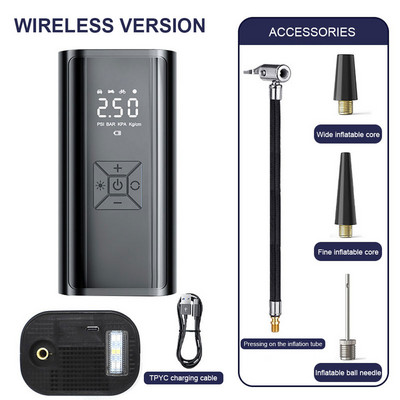 6000mAh hordozható autós légkompresszor 12V 150PSI elektromos vezeték nélküli autós légszivattyú gumiabroncs felfújó szivattyú motorkerékpár autós labda számára