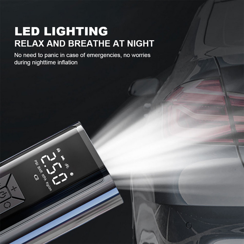 6000mAh hordozható autós légkompresszor 12V 150PSI elektromos vezeték nélküli autós légszivattyú gumiabroncs felfújó szivattyú motorkerékpár autós labda számára