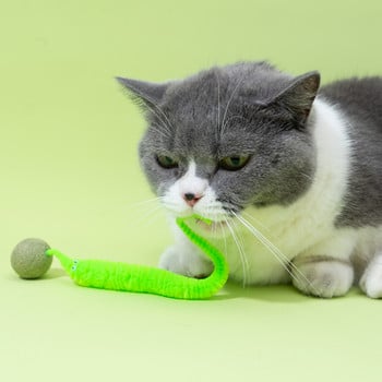 Забавна котешка играчка Симулация Caterpillar Kitten Toy Interaction Catnip Ball Pet Toy Clean Mouth Molar Teeth Котешки консумативи Аксесоари