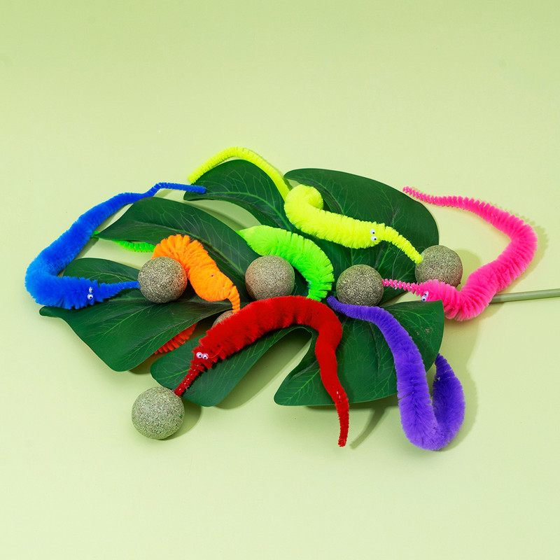 Αστεία προσομοίωση παιχνιδιού γάτας Caterpillar Kitten Toy Αλληλεπίδραση Παιχνίδι μπάλα γατούλας Παιχνίδι για κατοικίδια Clean Mouth Molar Teeth Teeth Προμήθειες για γάτα