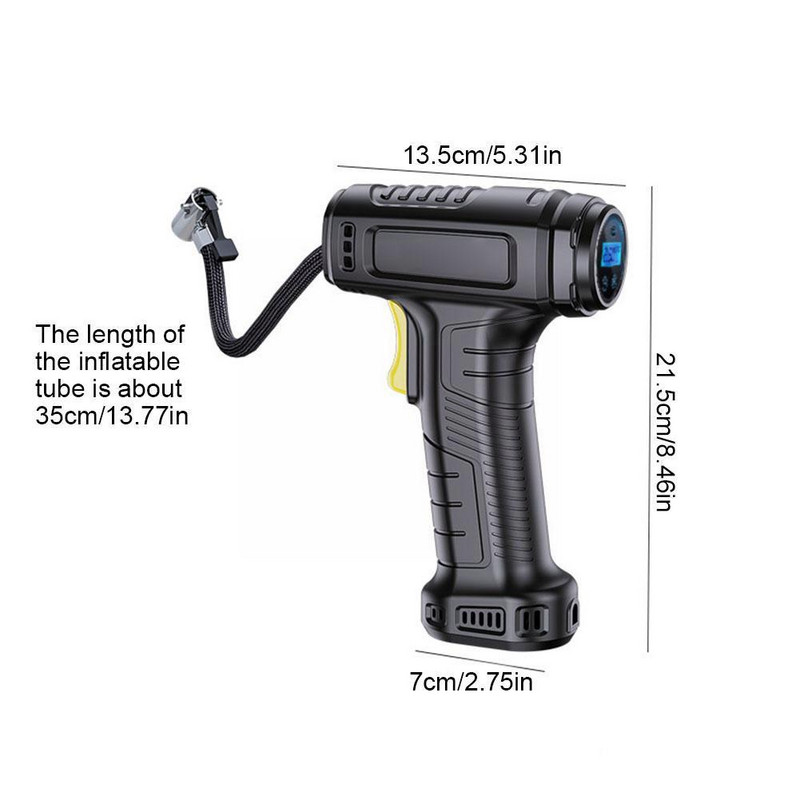 120 W autós légszivattyú vezeték nélküli/vezetékes gumiabroncs felfújható szivattyú hordozható autós légkompresszor elektromos autó gumiabroncs felfújó autó kerékpárhoz C0C4