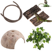 Artificial Vine Lizard Rattan Reptile Box Case Decor Habitat Bend Plant Leaves Στολίδι για αναρρίχηση Chameleon Lizards Gecko