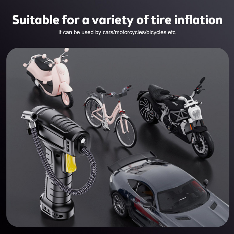 120 W-os autós légszivattyú vezetékes vezeték nélküli felfújható hordozható kompresszor digitális újratölthető autós gumiabroncs felfújó berendezés