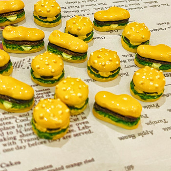 10PCS/LOT Фалшив мини хамбургер модел на храна Направи си сам симулация Бебешка кухня играчка крем мобилен телефон декорация на дома подаръци