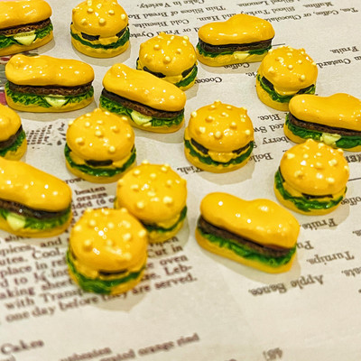 10 DB/TEC Hamis mini Hamburger Shell ételmodell barkács szimuláció babakonyhai játékkrém Mobiltelefon lakberendezési ajándékok