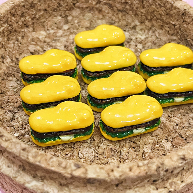 10 DB/TEC Hamis mini Hamburger Shell ételmodell barkács szimuláció babakonyhai játékkrém Mobiltelefon lakberendezési ajándékok