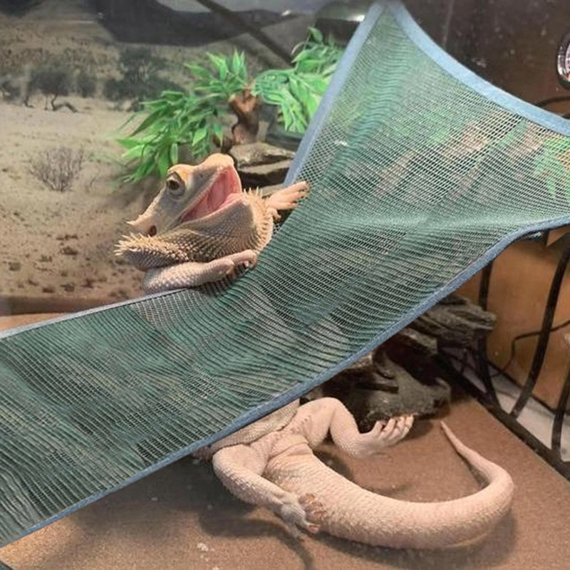 Q9QF Bearded Dragon Lizard Hammock Reptile Mesh Lounger Reptology Bridge for Geckos Lizards Snakes Climbing Habitat Decor