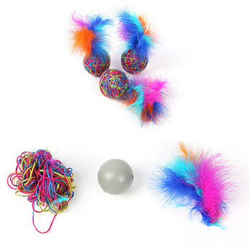 Legendog 2PCS Cat Ball Toy Interactive Lovely Cat Feather Toy Cat Rope Ball Pet Chew Toy For Pet Products