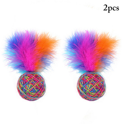 Legendog 2PCS Cat Ball Toy Interactive Lovely Cat Feather Toy Cat Rope Ball Pet Chew Toy For Pet Products