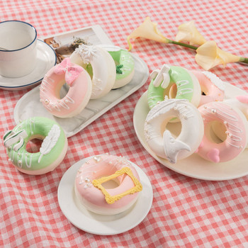 Προσομοίωση Τεχνητό Ροζ Πράσινο Λευκό Χαριτωμένο ντόνατς Τούρτα Προσομοίωση Ψωμί Τούρτα Διακόσμηση σπιτιού Εμφάνιση Γαμήλια διακόσμηση