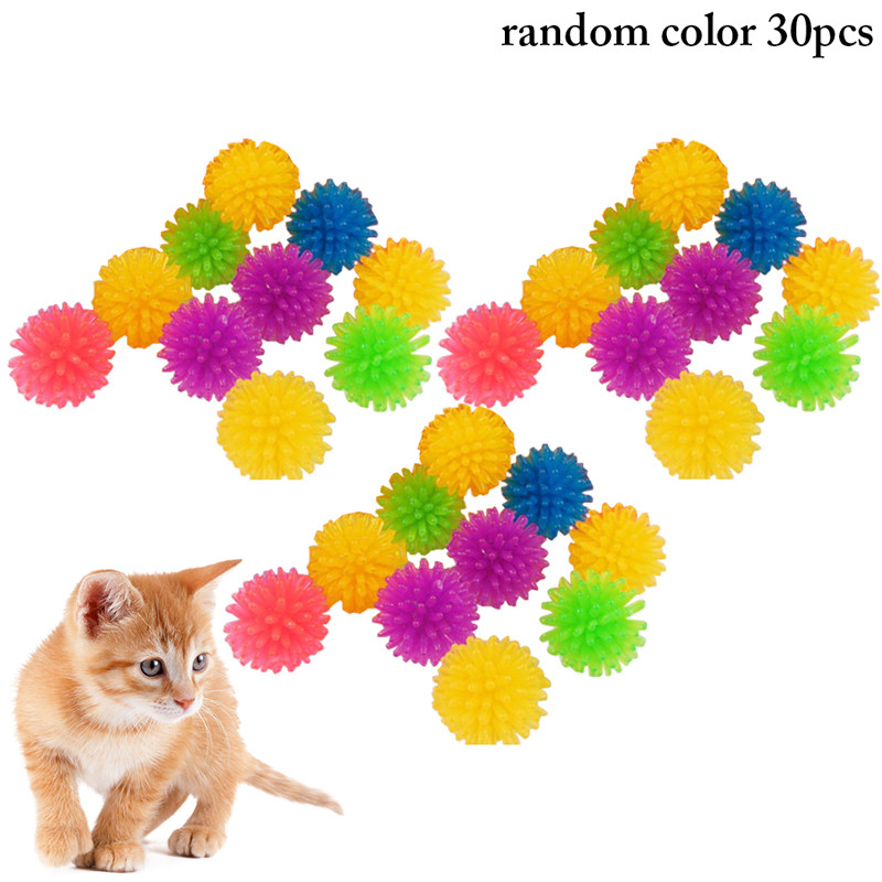 30db/tétel Színes kismacskajátékok Gumi Mini cica Kergető labdajátékok Interaktív cica, golyót szorít, rágójáték kisállat kellékek