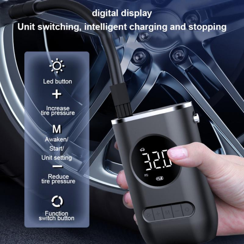 Ηλεκτρική αντλία αέρα αυτοκινήτου Μίνι φορητή ασύρματη φουσκωτή αντλία ελαστικών Έξυπνος ψηφιακός αεροσυμπιεστής για μπάλες μοτοσυκλέτας ποδηλάτου αυτοκινήτου