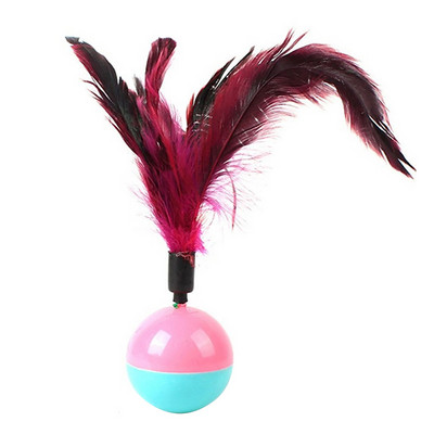 Legendog 1бр Faux Feather Ball Cat Toy Interactive Cat Tumbler Toy Kitten Ball Toy Зоотовари Аксесоари за домашни любимци Произволен цвят