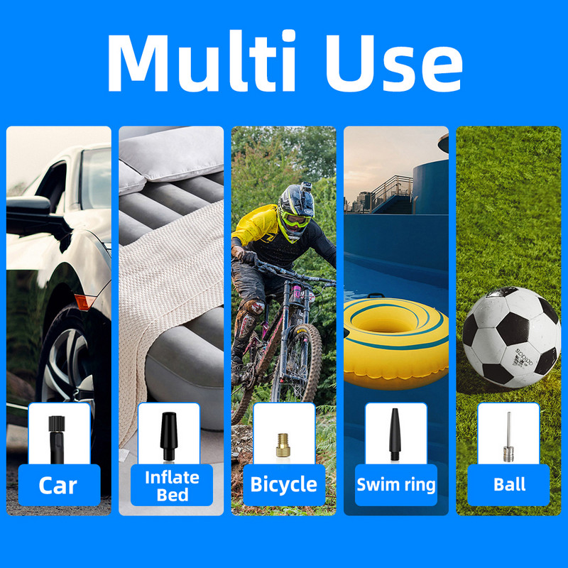 Hordozható légkompresszor autó gumiabroncs felfújó gumiabroncs légszivattyú 3 akkumulátor gyors felfújás autóhoz felfújható ágy kerékpár úszógyűrű labda