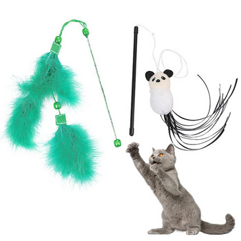 Legendog 1 бр Cat String Teaser Toy Interactive Faux Feather Soft Kitten Wand Toy Pet Wand Teaser Аксесоари за домашни любимци Стоки за домашни любимци