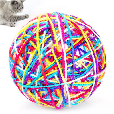 Legendog 1 τμχ Παιχνίδι με μπάλα γάτας Πολύχρωμο μάλλινο νήμα Γάτα Μπάλα για μάσημα γατούλα Μπάλα δαγκώματος για γάτες εσωτερικού χώρου Διαδραστικά εργαλεία Προμήθειες για κατοικίδια
