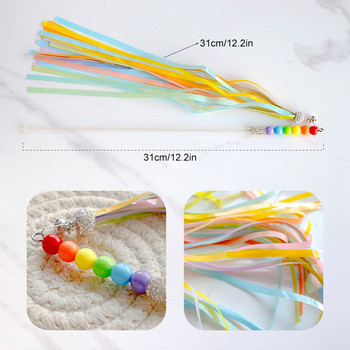 Legendog Colorful Tassel Wand Cat Toy Interactive Cat Teaser Kitten Play Wand with Bell Funny Training Toys