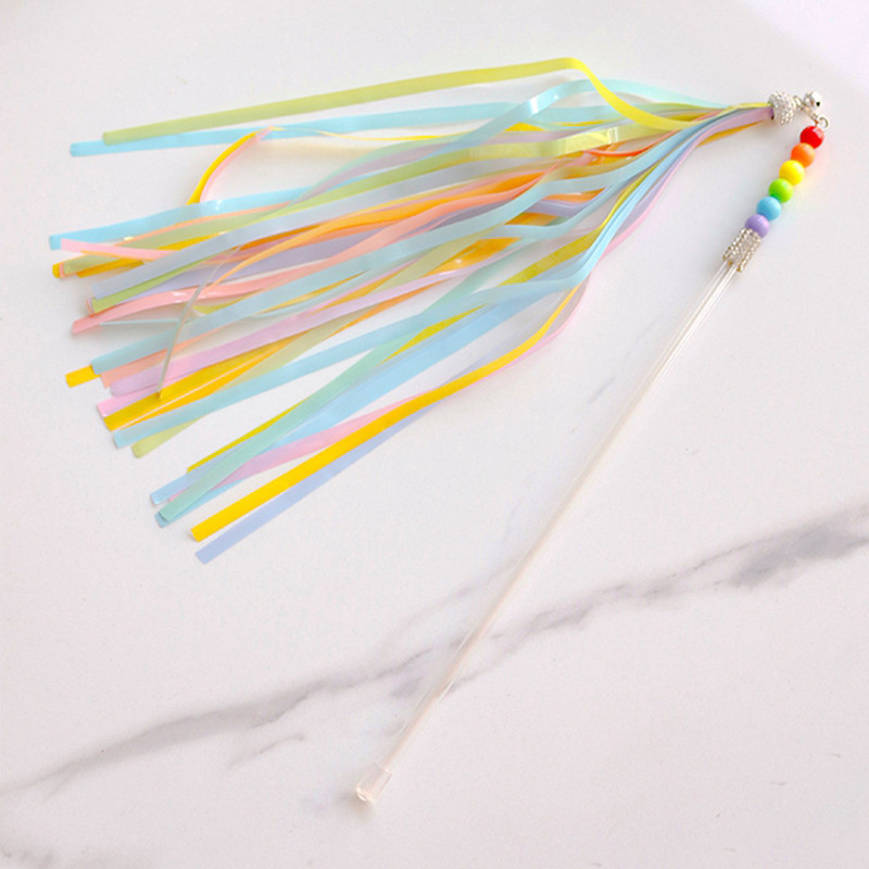 Legendog színes bojtos pálca macskajáték Interaktív macska teaser cica játék pálca csengővel, vicces oktatójátékokkal