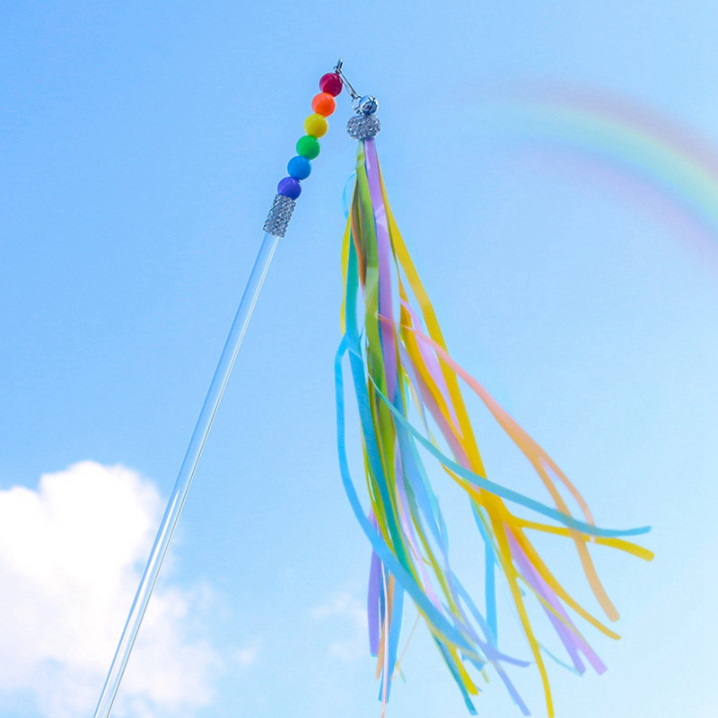 Legendog színes bojtos pálca macskajáték Interaktív macska teaser cica játék pálca csengővel, vicces oktatójátékokkal