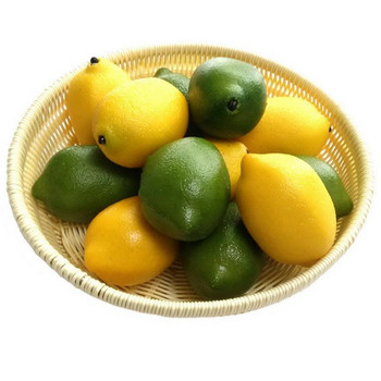 6PCS Симулация на изкуствени лимони Реалистични малки лимони Фалшиви плодове за домашна кухня Декорация на сватбено тържество Фотография