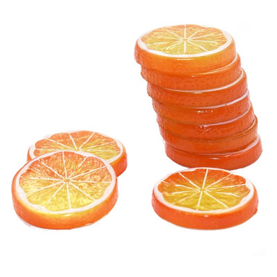 10 τμχ Fake Lemon Slice Artificial Fruit Highly Simulation Lifelike Model for Home Party Decoration πορτοκαλί