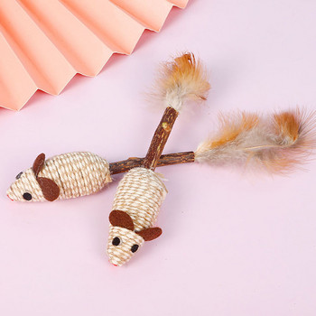 1 бр. Мека фалшива мишка Cat Toys Feather Забавни играчки за игра за коте Интерактивна реалистична котка Mouse Toy Играчка за дъвчене Catnip