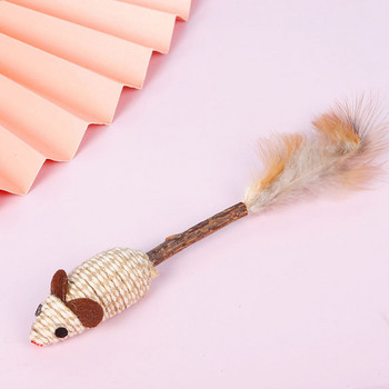 1 бр. Мека фалшива мишка Cat Toys Feather Забавни играчки за игра за коте Интерактивна реалистична котка Mouse Toy Играчка за дъвчене Catnip