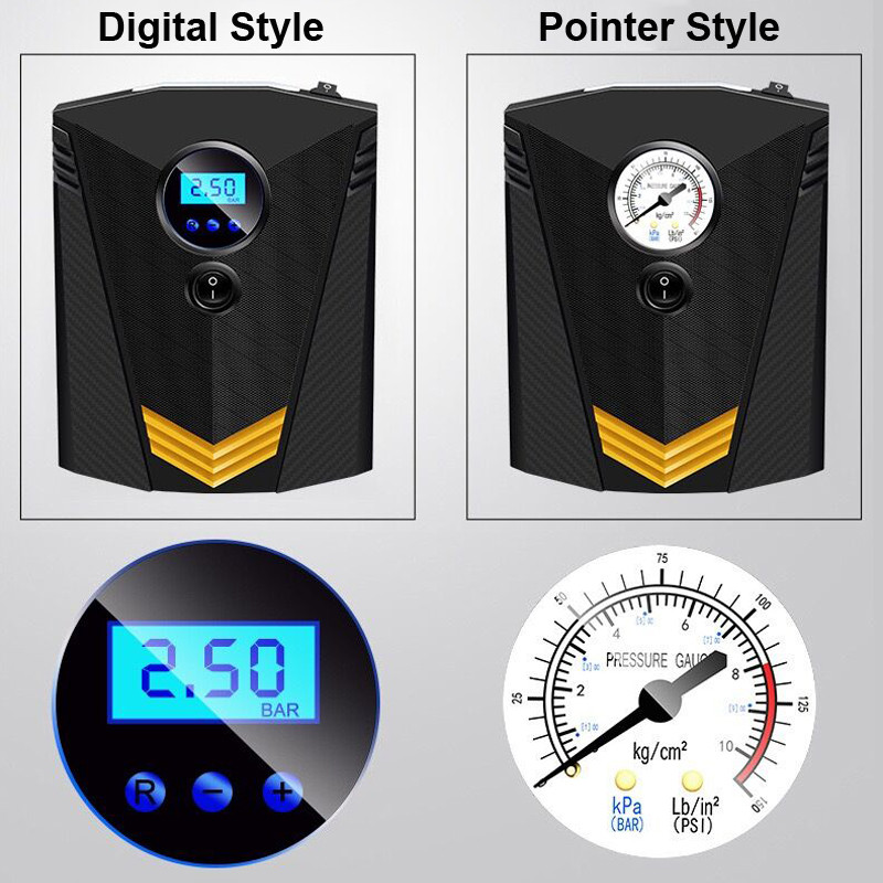 Digitális mutató gumiabroncs felfújó DC12 voltos hordozható légkompresszor szivattyú 150 PSI autós légkompresszor autó autó motorkerékpárhoz