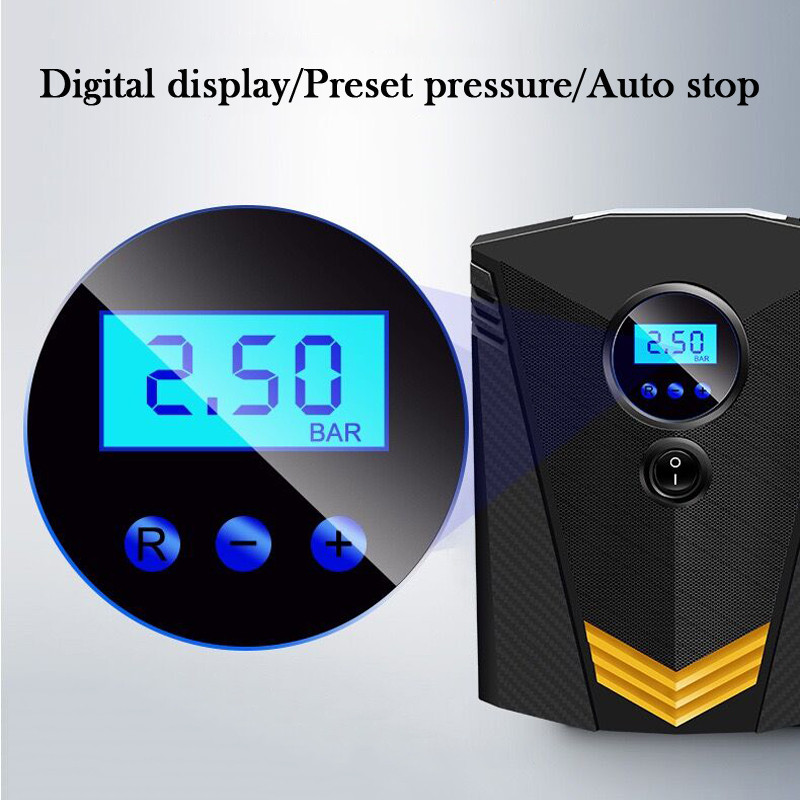 Digitális mutató gumiabroncs felfújó DC12 voltos hordozható légkompresszor szivattyú 150 PSI autós légkompresszor autó autó motorkerékpárhoz