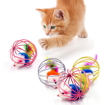 3PCS Cat Toy Mouse Ball Funny Mouse in Cage Kitten Toy Interactive Plastic Artificial Colorful Cat Teaser Toy Pet Stories