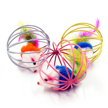 3PCS Cat Toy Mouse Ball Funny Mouse in Cage Kitten Toy Interactive Plastic Artificial Colorful Cat Teaser Toy Pet Stories