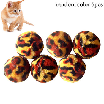Котешки играчки Плюшен помпон 6PCS Mini Leopard Print Cat Toy Balls Kitten Chewing Toys Interactive Kitten Chasing Ball Toy Pet Supplie