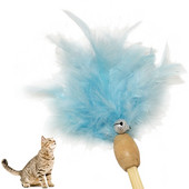 Cat Interactive Toy Stick Faux Feather Ραβδί με πλαστικό κουδούνι Τεχνητή πολύχρωμη φούντα Teaser Παίζοντας παιχνίδια για κατοικίδια