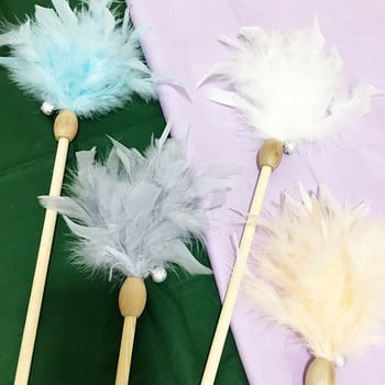 Cat Interactive Toy Stick Faux Feather Ραβδί με πλαστικό κουδούνι Τεχνητή πολύχρωμη φούντα Teaser Παίζοντας παιχνίδια για κατοικίδια