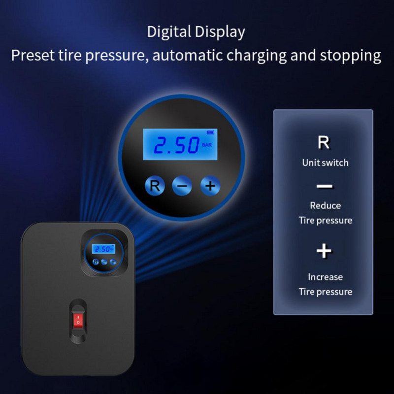 Vezeték nélküli autós légszivattyú 12V 150PSI hordozható motorkerékpárok kerékpár autó gumiabroncs légkompresszor mini felfújható szivattyú