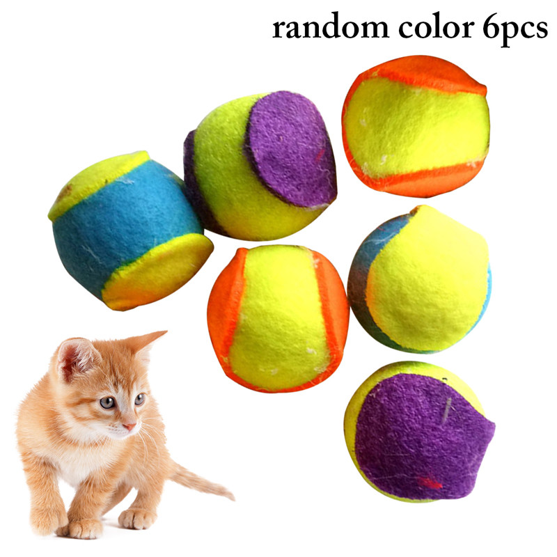 6db/szett macskajáték golyókendő színes kerek tapasz rágólabda macskajáték cica Megfogó labdát játszó játék kiscica kellékek