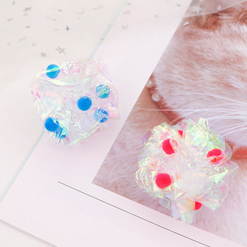 Παιχνίδια για γάτες 3 τεμαχίων Crinkle Ball Πολύχρωμο Mylar Crinkle Ball Ring Χαρτί ηχητικό παιχνίδι για γάτες που παίζει Διαδραστικά κατοικίδια για γάτες