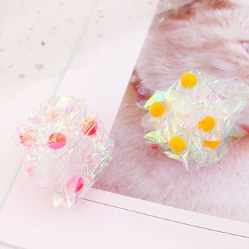3PC Cat Toys Crinkle Ball Multicolor Mylar Crinkle Ball Ring Paper Sound Toy for Cat Playing Interactive Pet Cat Supplies