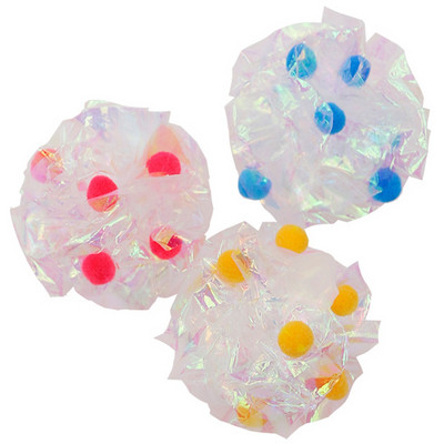 3PC Cat Toys Crinkle Ball Višebojni Mylar Crinkle Ball Ring Papirna zvučna igračka za mačku koja se igra Interaktivni pribor za mačke za kućne ljubimce