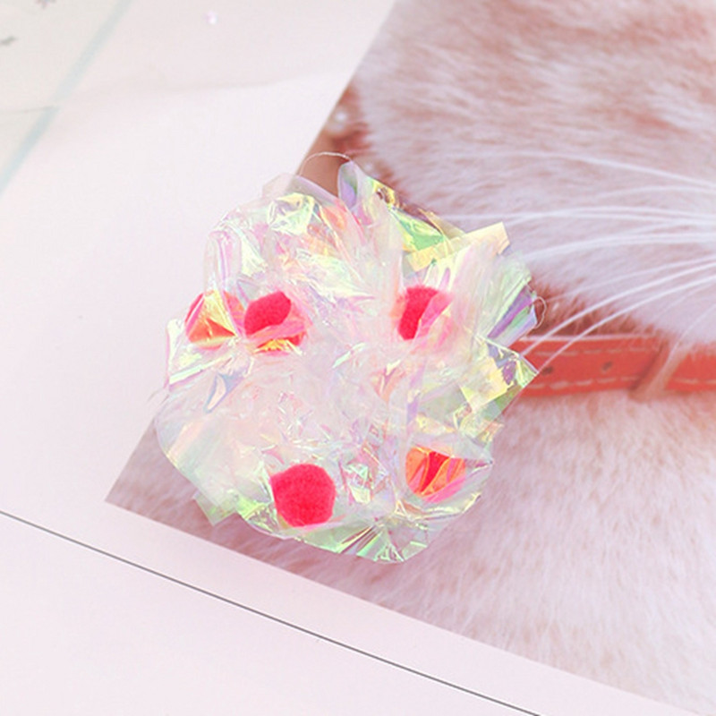 3 db macskajátékok többszínű Mylar ráncos golyós gyűrűs papír hangos játék macskáknak interaktív kisállat macska kellékei