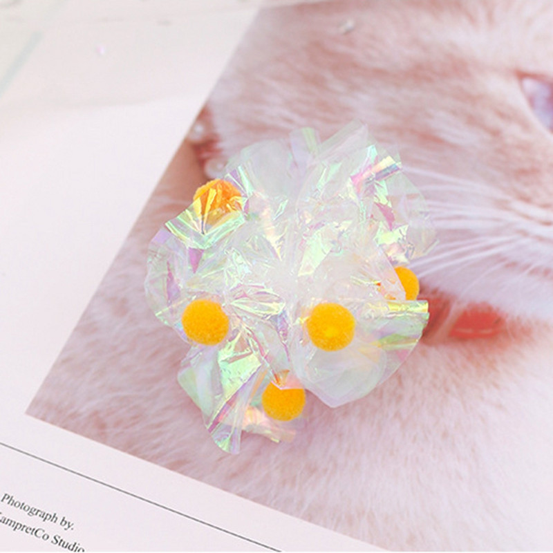 3 db macskajátékok többszínű Mylar ráncos golyós gyűrűs papír hangos játék macskáknak interaktív kisállat macska kellékei