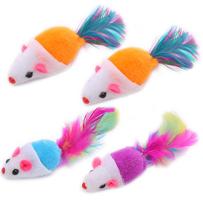 Legendog 4PCS Cat Mouse Toy Изкуствена плюшена мишка Kitten Toy Cat Interactive Toy Kitten Chew Toy Pet Training Toy Random Color