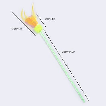 1 τεμ. Παιχνίδι για γάτες Αστεία ράβδο τρέιλερ για γάτες για κατοικίδια με ψεύτικο φτερό πούλιες με κουδούνι, πομ πομ, ραβδί με μπαλάκια, παιχνίδια για προμήθειες για κατοικίδια γατούλα