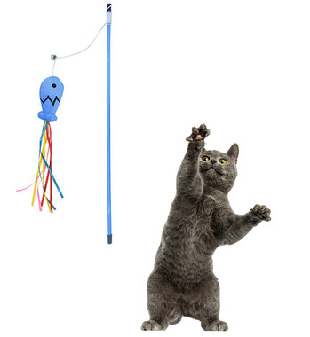 Παιχνίδια με ραβδί γάτας Legendog με ραβδί γάτας παιχνίδι ραβδί Αστείο σχέδιο ψαριού Φούντα ραβδί γάτα παιχνίδι ραβδί εκπαίδευσης γατούλα με προμήθειες κατοικίδιων γατών