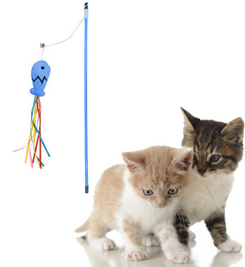 Legendog Cat Wand Stick Toys Cat Play Wand Funny Fish Design Tassel Cat Stick Toy Kitten Training Wand With Catnip Pet Supplies